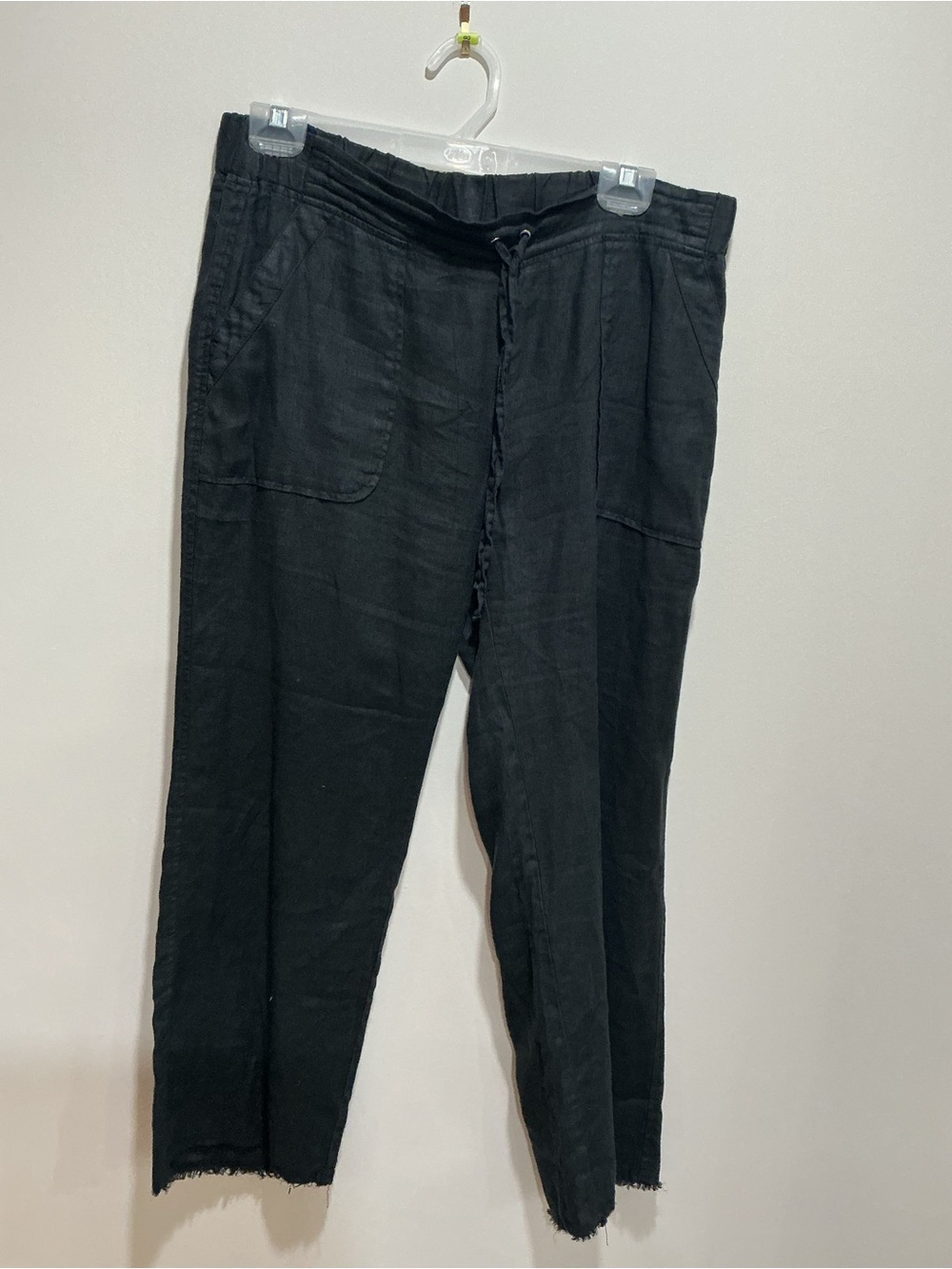 Pure Amici black linen cropped fringe pants size medium